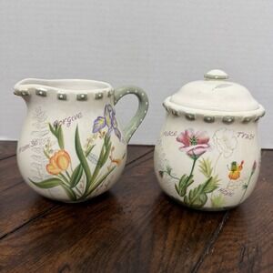 Inspirational Floral Ceramic Lidded Sugar & Creamer Set
